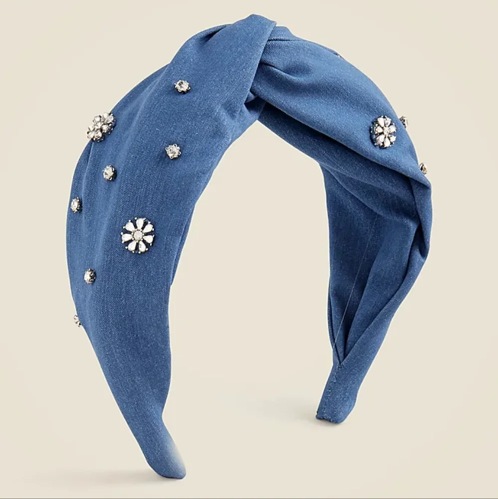Crewcuts Girls Chambaray Knot Embellished Headband, Blue